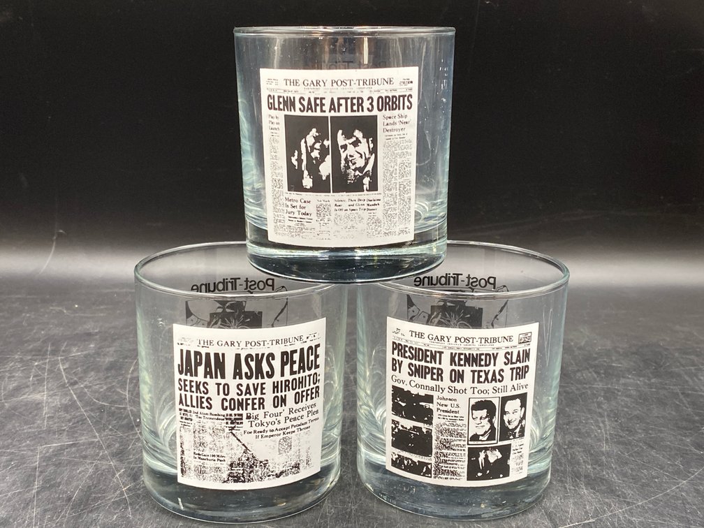 Historical Front Page Headlines Tumbler Glasses