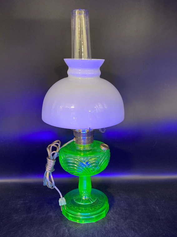 Aladdin Green Glass Electrified Oil Lamp