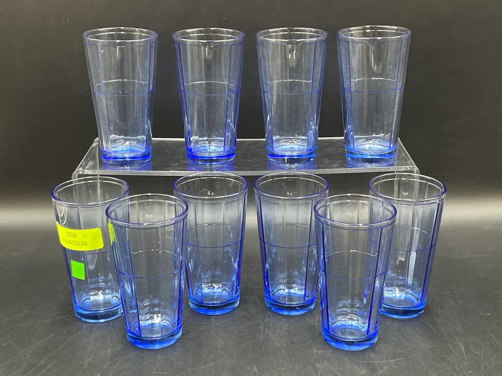 Ice Blue 10-Panel Glass Tumblers