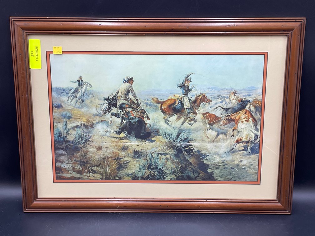1907 C.M. Russell Framed Lithograph