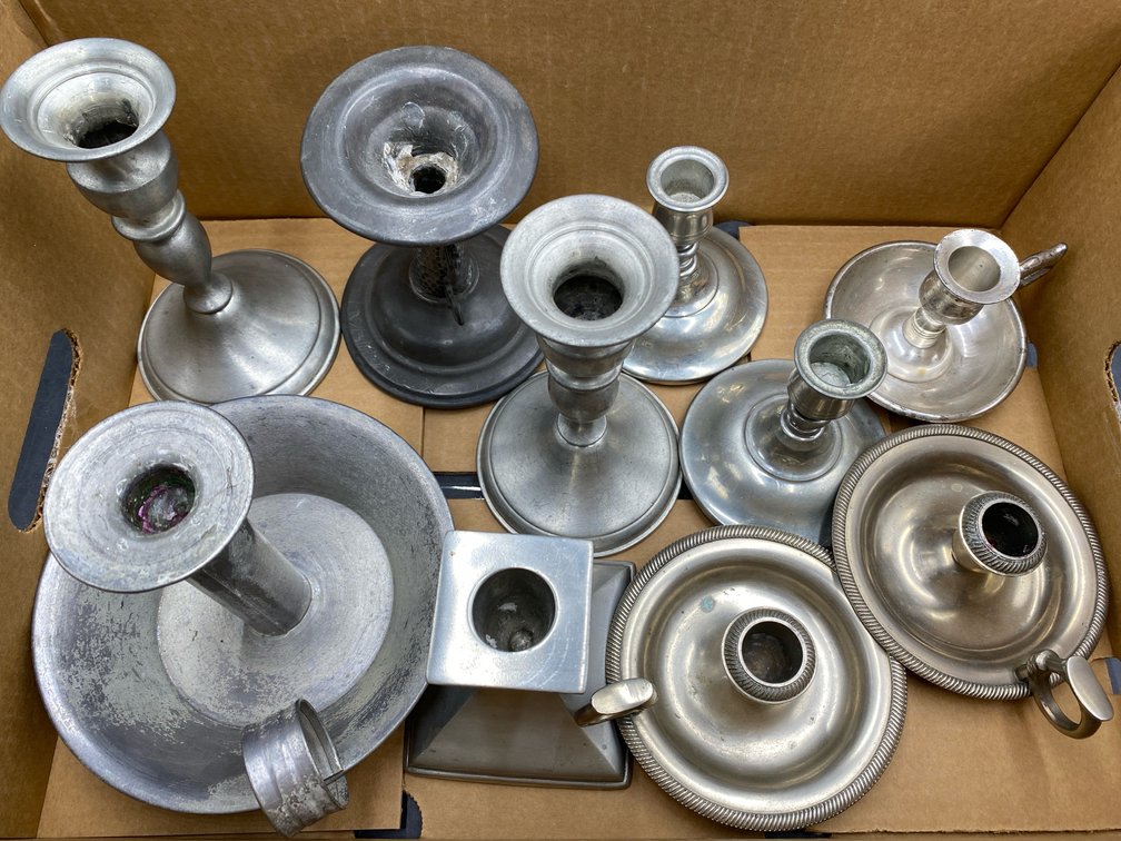 MCM Pewter Candlesticks & Related