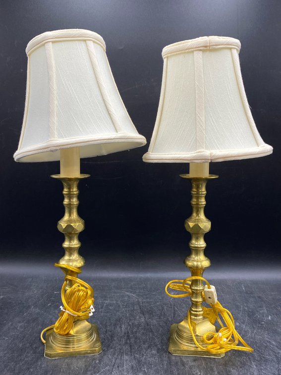 Brass Toned Candlestick Table Lamps