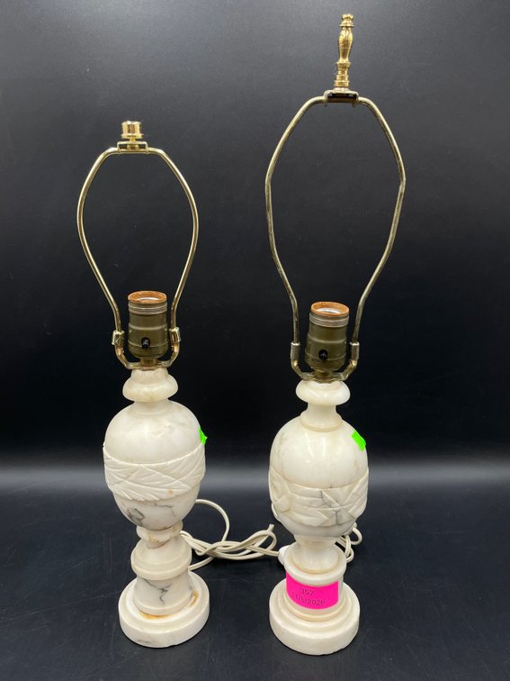 Carved Alabaster Table Lamps
