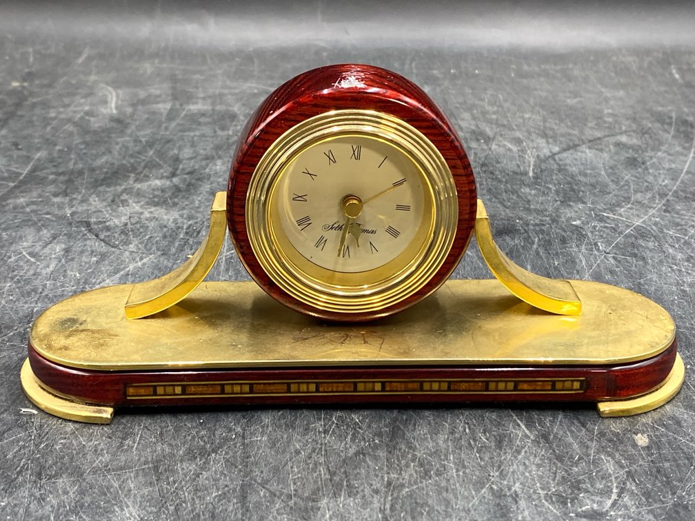 Seth Thomas Wood Inlaid Desk Clock