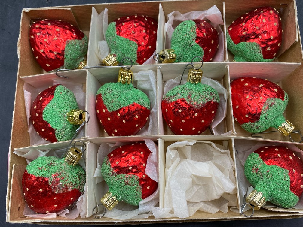 Glass Strawberry Ornaments