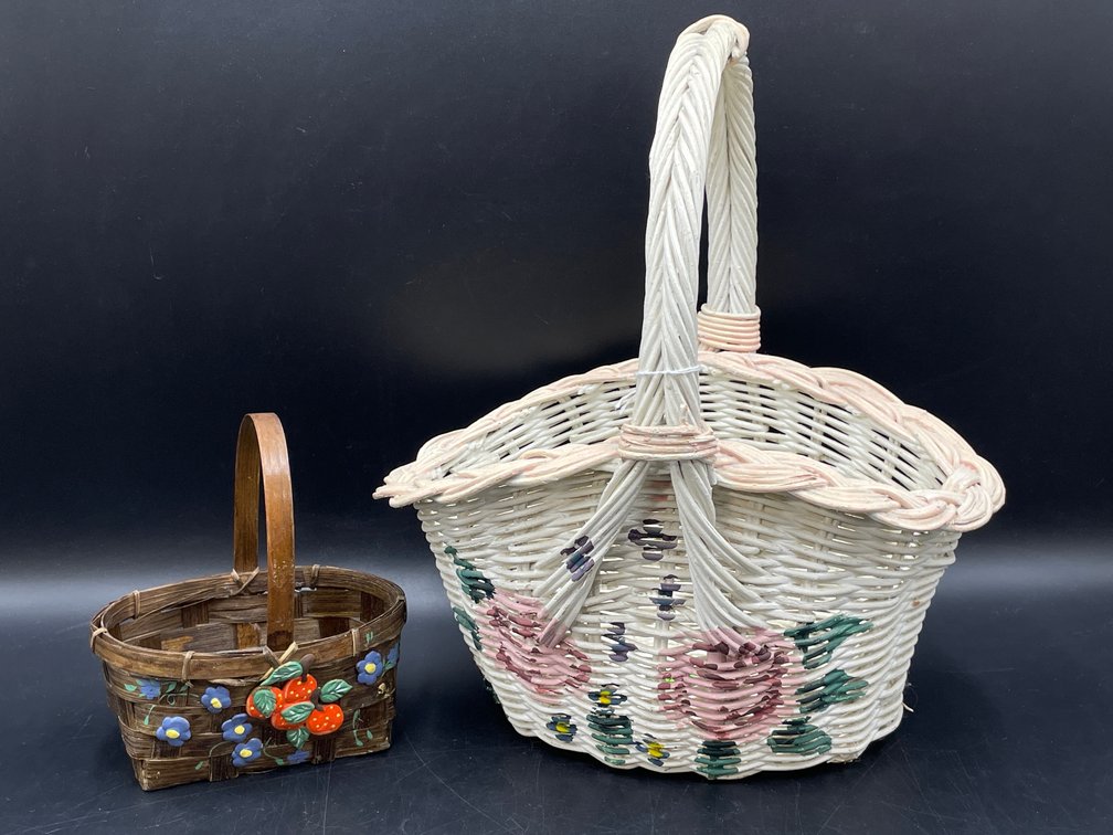 White Painted Wicker Basket
