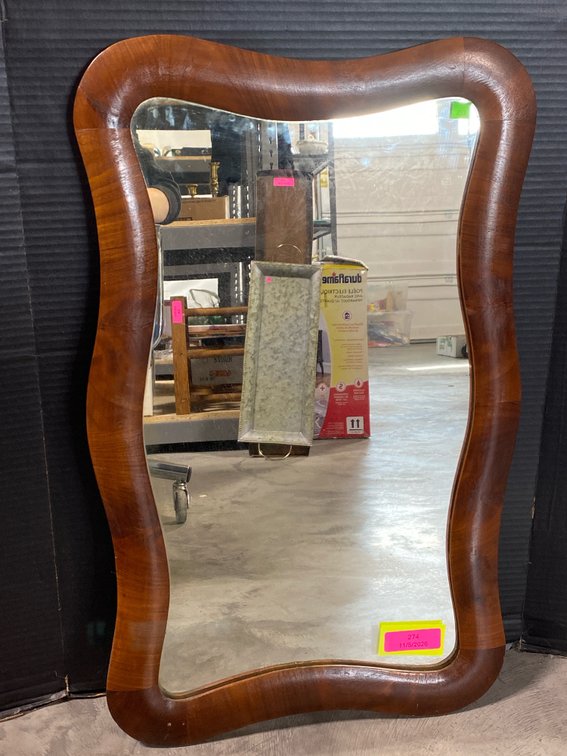 Wooden Wavy Mirror