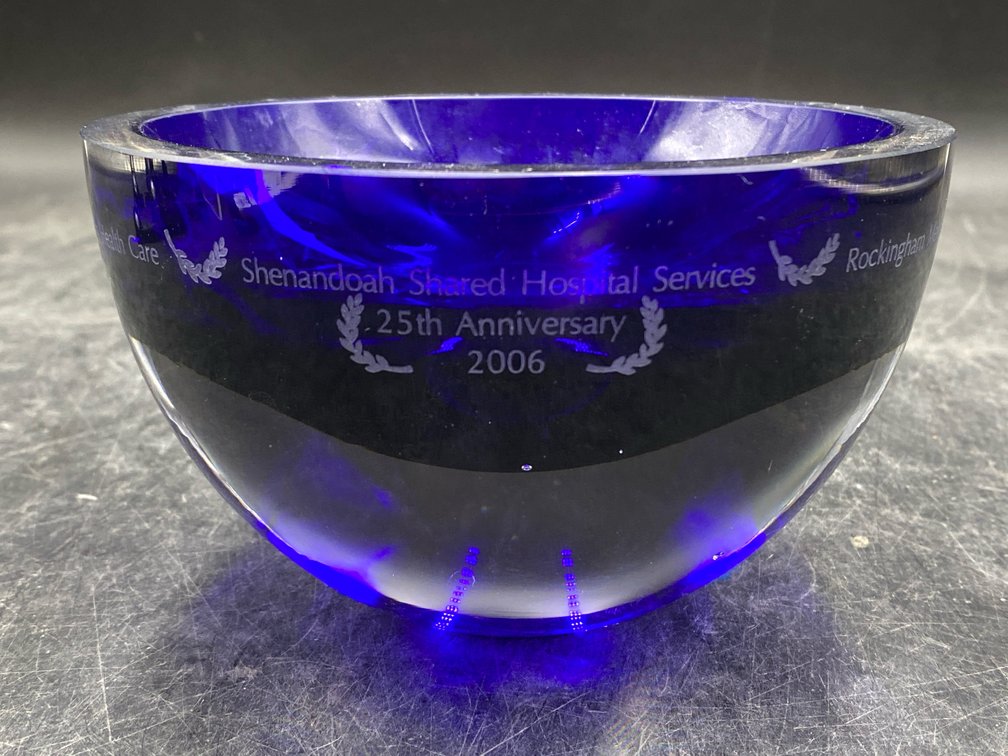 Rockingham Memorial Hospital Cobalt Glass Bowl