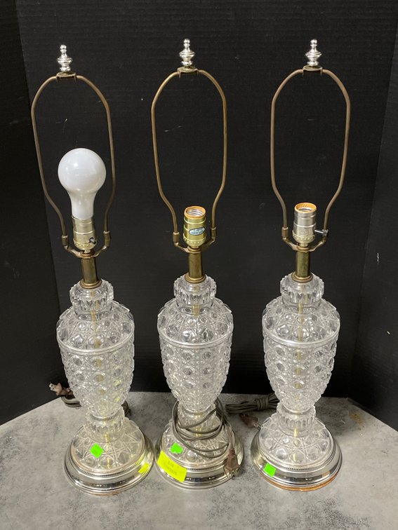Diamond and Hexagon Pattern Glass Lamps