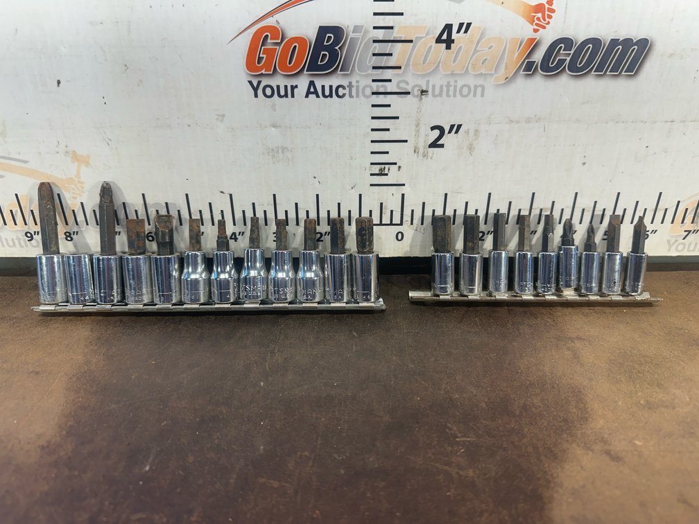 Craftsman Bit Sockets on Organizer Rails, Approx. 20 Pieces