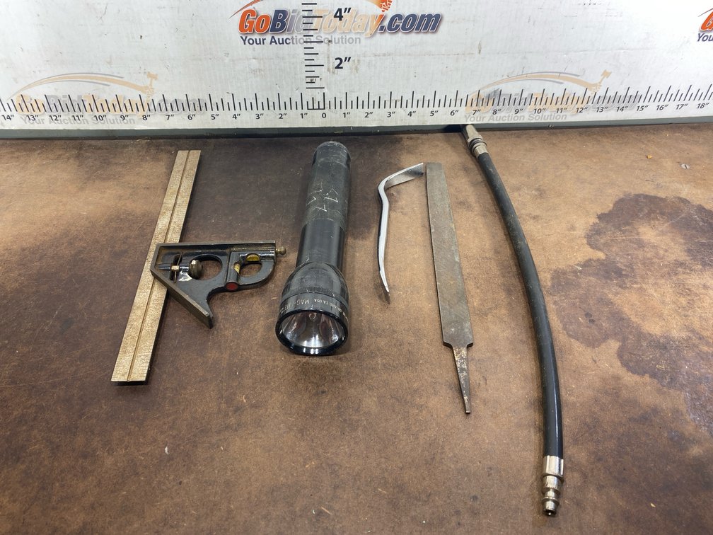 Combination Square, Flashlight, File, Pry Tool, Hose, Approx. 5 Pieces