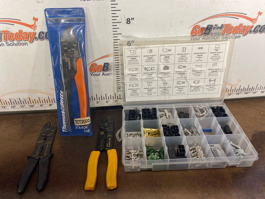 Wire Stripping and Crimping Tools with Electrical Connector Assortment