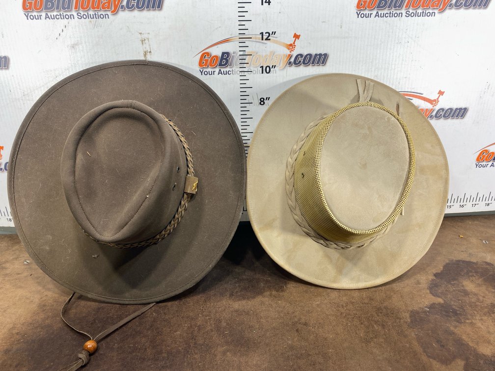 Approx. 2 Outback Wide-Brim Hats, Leather and Waxed Cotton
