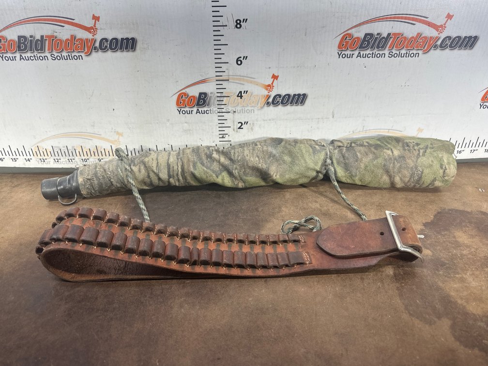 Leather Ammunition Belt and Camouflage Wrapped bugle