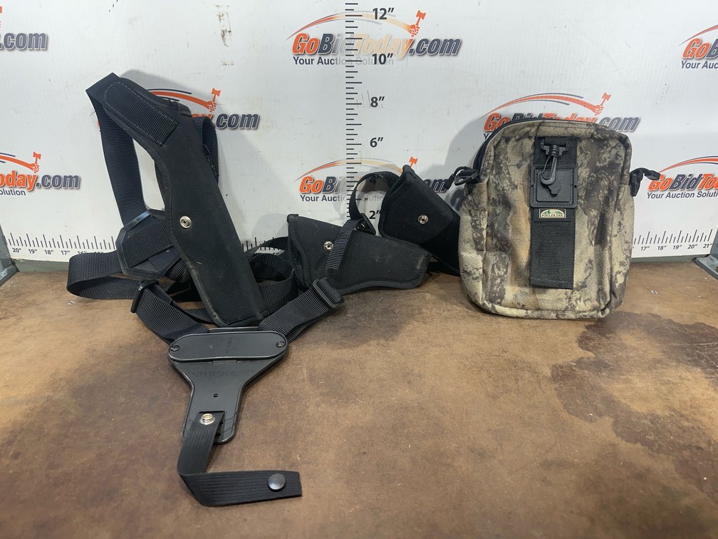 Shoulder Holster Harness Rig, Two Holsters, and Camo Pouch