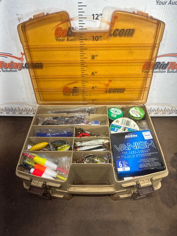 Tackle Box with Fishing Lures, Line, and Baits
