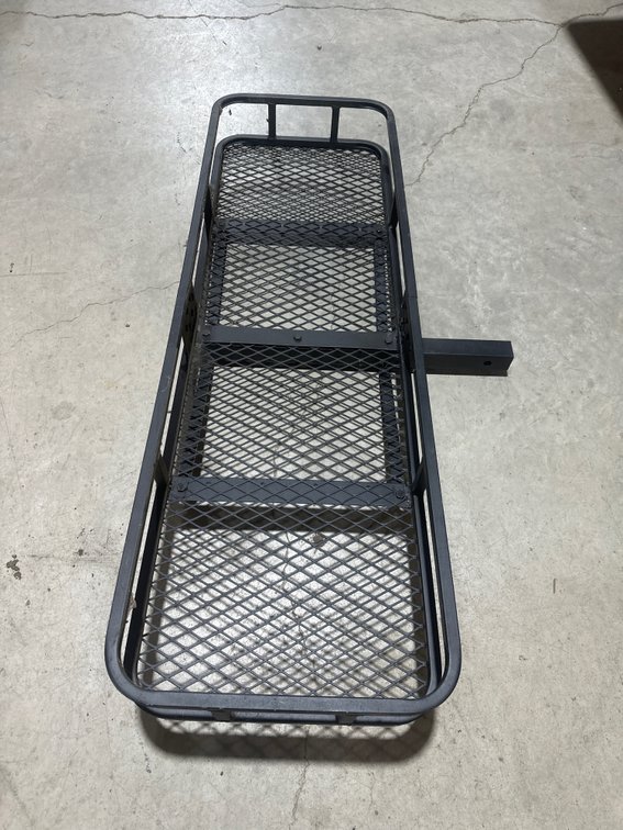 Hitch-Mounted Black Metal Cargo Carrier Basket approx. 60 in