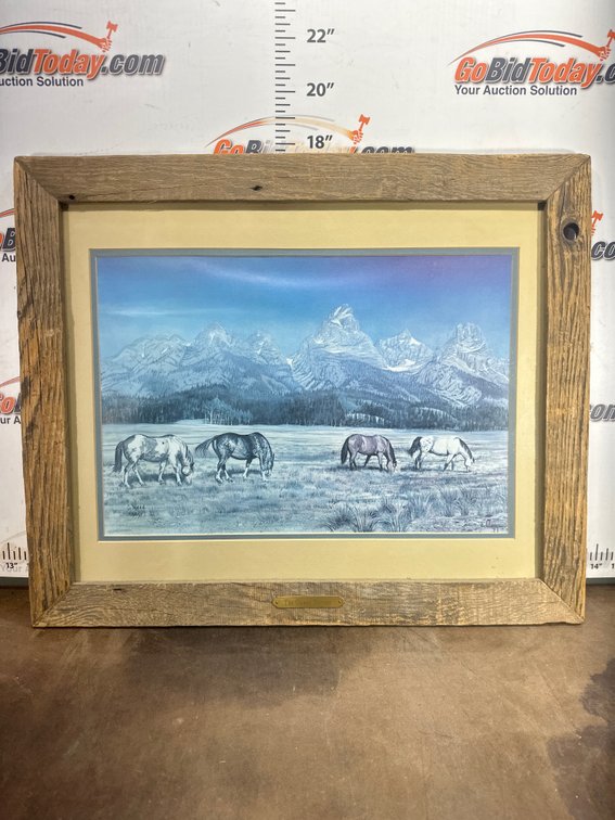 The Grand Tetons Framed Art Print with Rustic Wood Frame