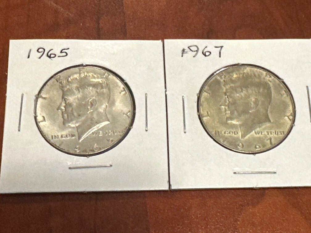 1965 and 1967 United States Kennedy Half Dollars