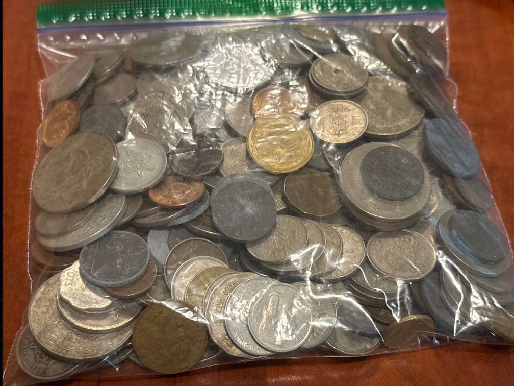 Collection of World Coins Including Mexico, Spain, Italy and More