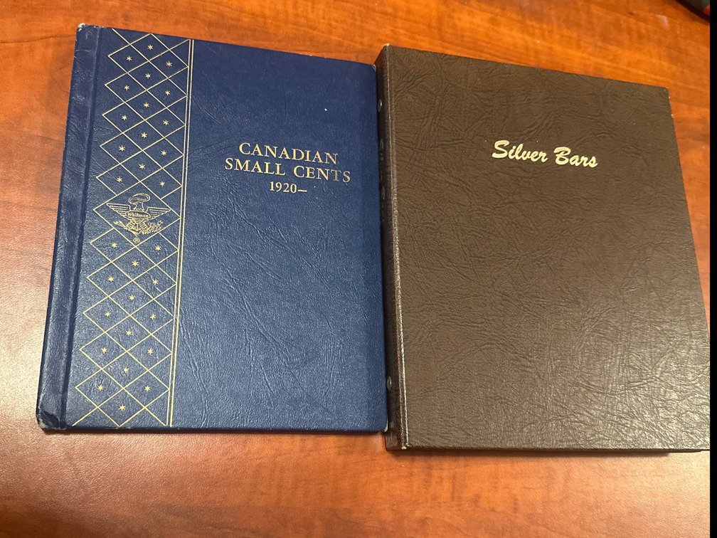 Canadian Small Cents Album with Coins and Empty Silver Bars Album