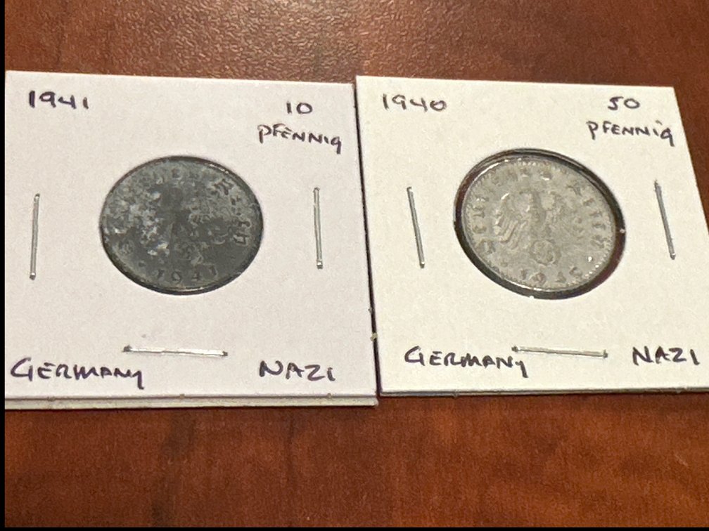 1940 & 1941 German Reichspfennig Coins (2 Pieces)