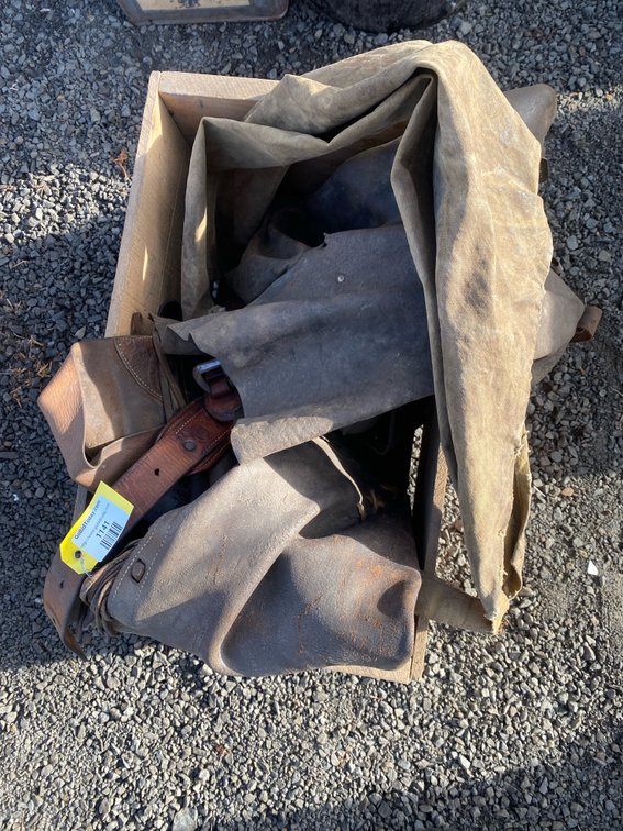 Wooden Crate with Canvas Gear and Leather Straps