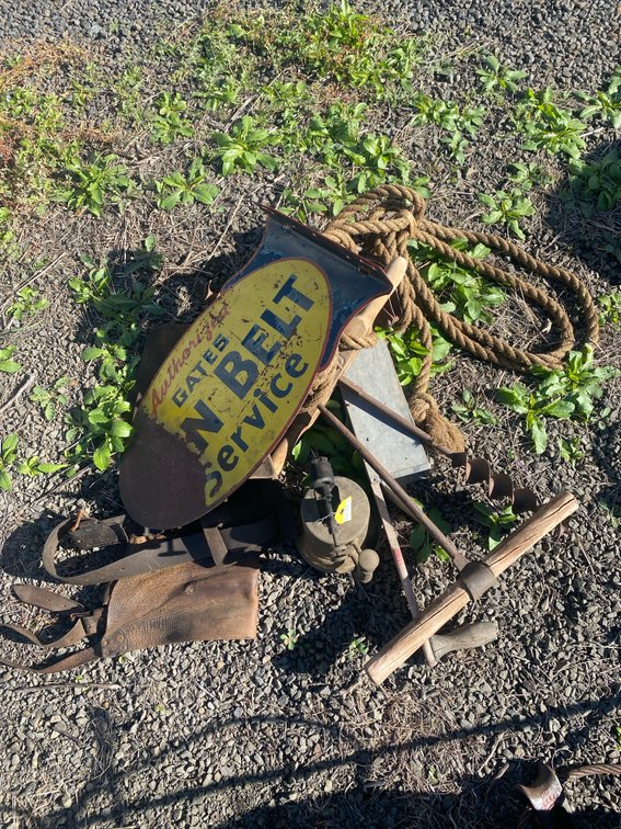 Advertising Sign, Hand Tools, Leather Gear, Rope