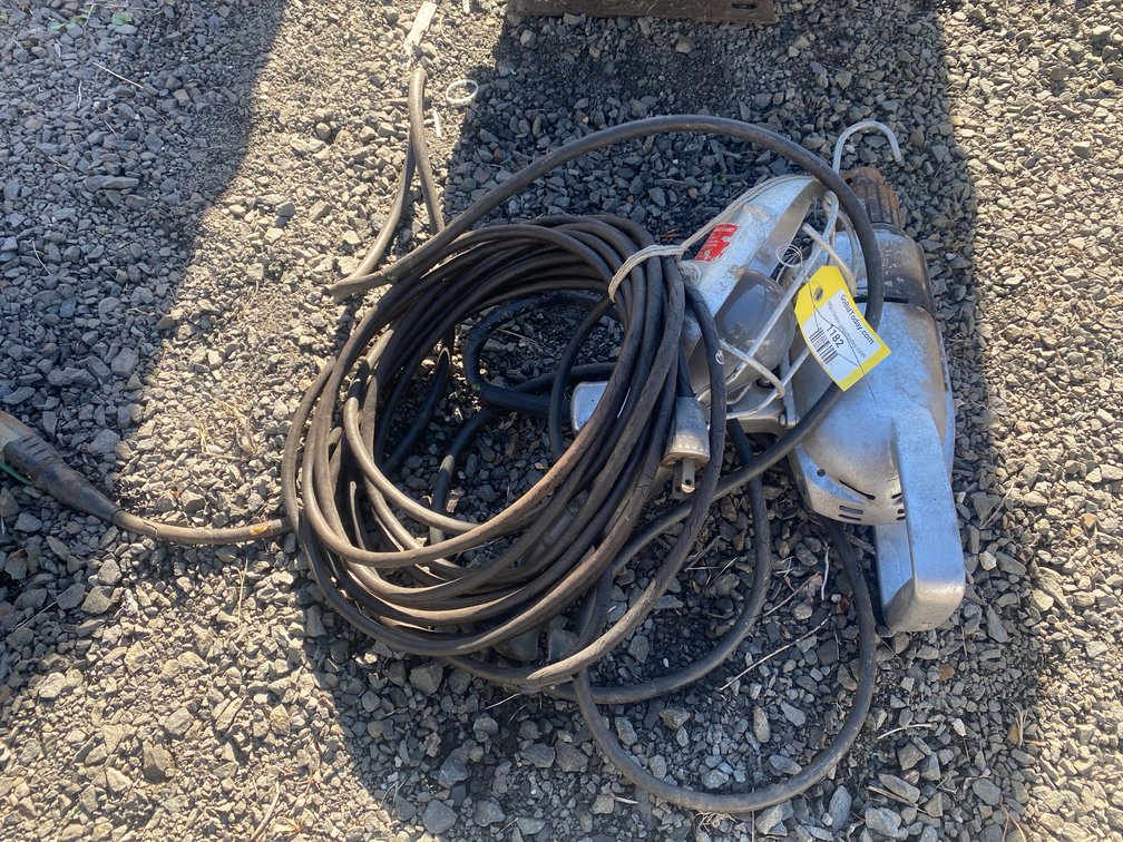 Cast-Aluminum Spade-Handle Electric Drill, Trouble Light, and Cord