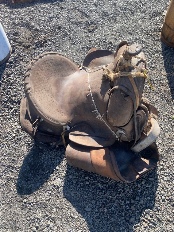 Tooled Brown Leather Western Saddle