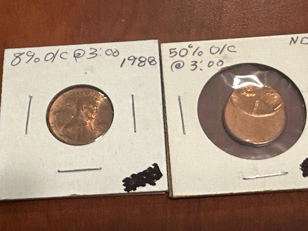 Two US minted off-center Lincoln Memorial Cents
