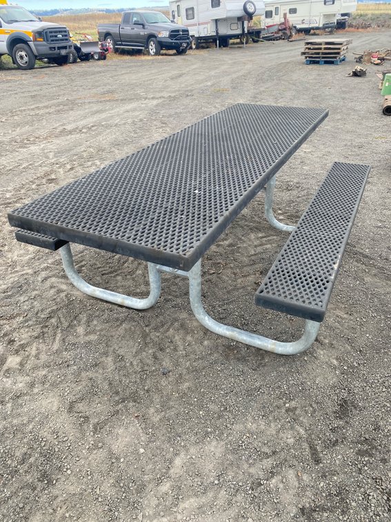 Commercial Black Perforated Metal Picnic Table