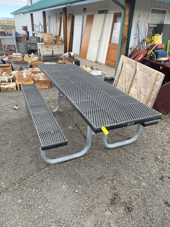 Commercial Expanded Metal Picnic Table with Attached Bench