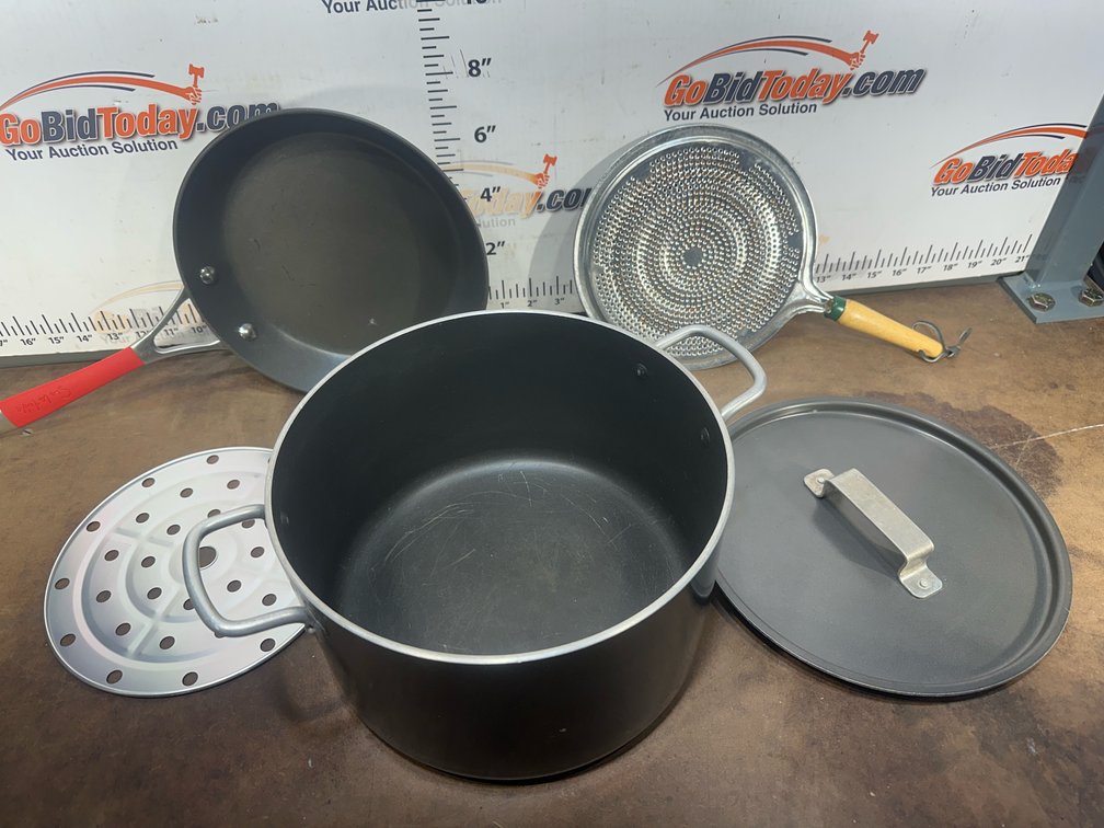 Five Pieces of Cookware with Stock Pot, Skillet, and Diffuser