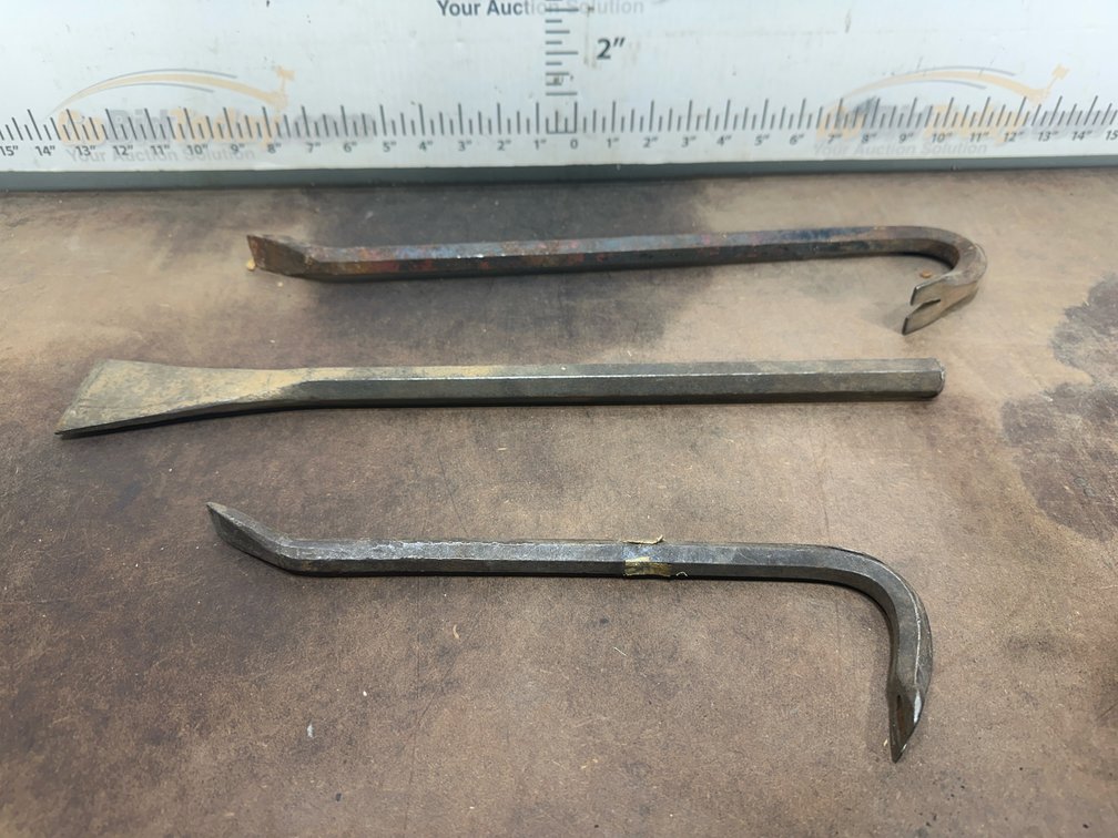 Steel Pry Bars and Cold Chisel, 3 Pieces