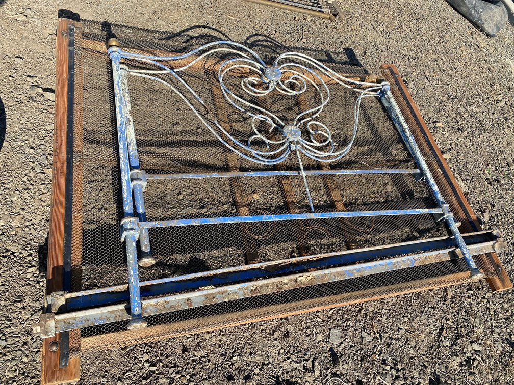 Painted Iron Bed Frame with Rails and Wire Mesh Spring Base