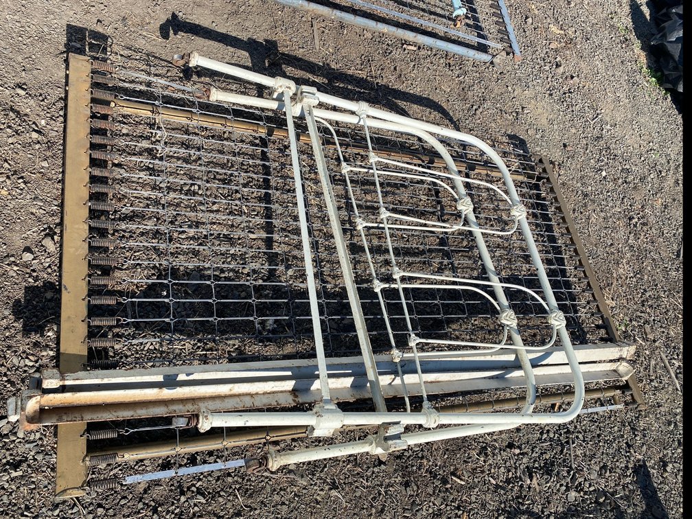 White Painted Metal Bed Frame with Spring Foundation and Rails