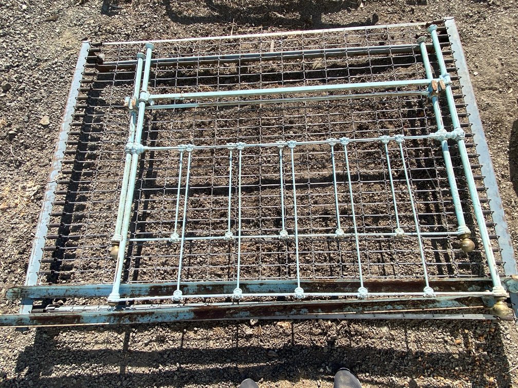Vintage Metal Bed Frame with Wire Mesh Spring Base