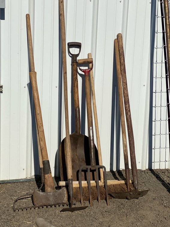 Farm and Garden Hand Tools with Axe, Shovel, Fork, and More