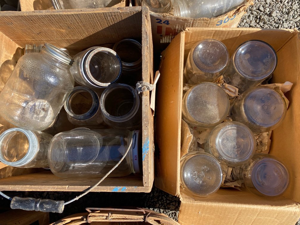 Lactopeptine Wooden Advertising Crate with Glass Canning Jars