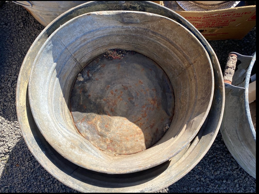 Approx. 2 Round Galvanized Metal Wash Tubs