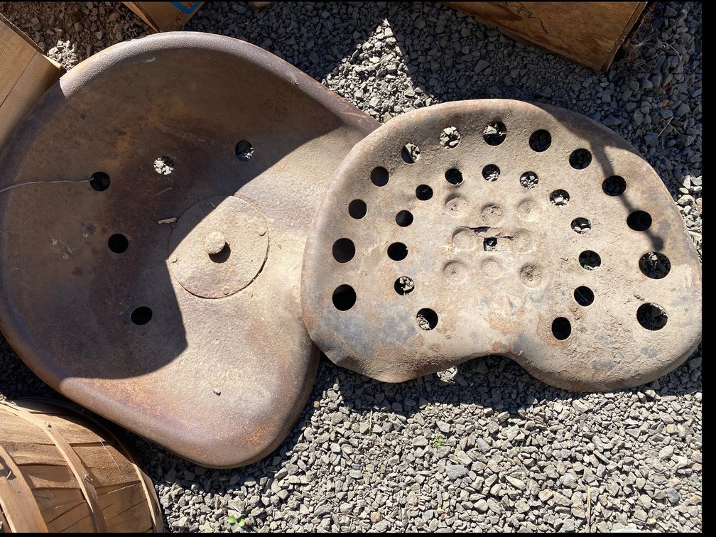 Two Metal Tractor Implement Seats