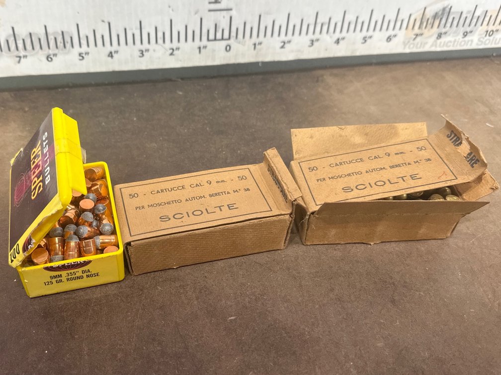 Beretta M38 9mm Ammunition Boxes and Speer 9mm Bullets