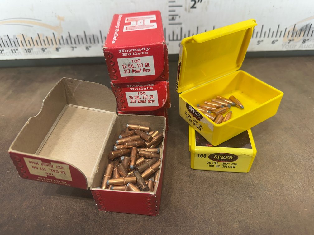 .25 Caliber .257 Reloading Bullets in Boxes