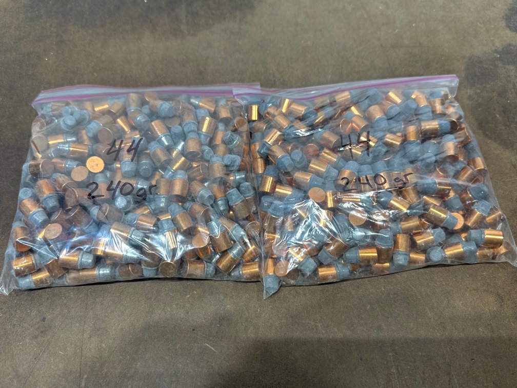 Two sandwich bags of .44 Caliber 240 Grain Semi-Jacketed Reloading Bullets