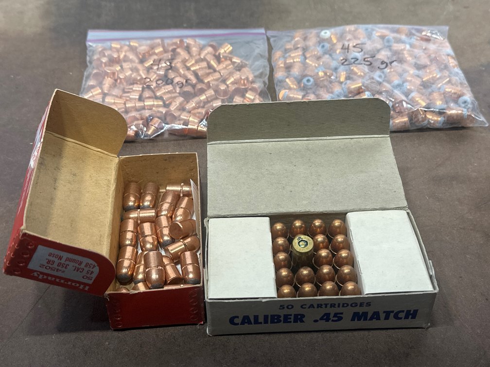.45 Caliber Reloading Bullets and .45 Match Cartridges