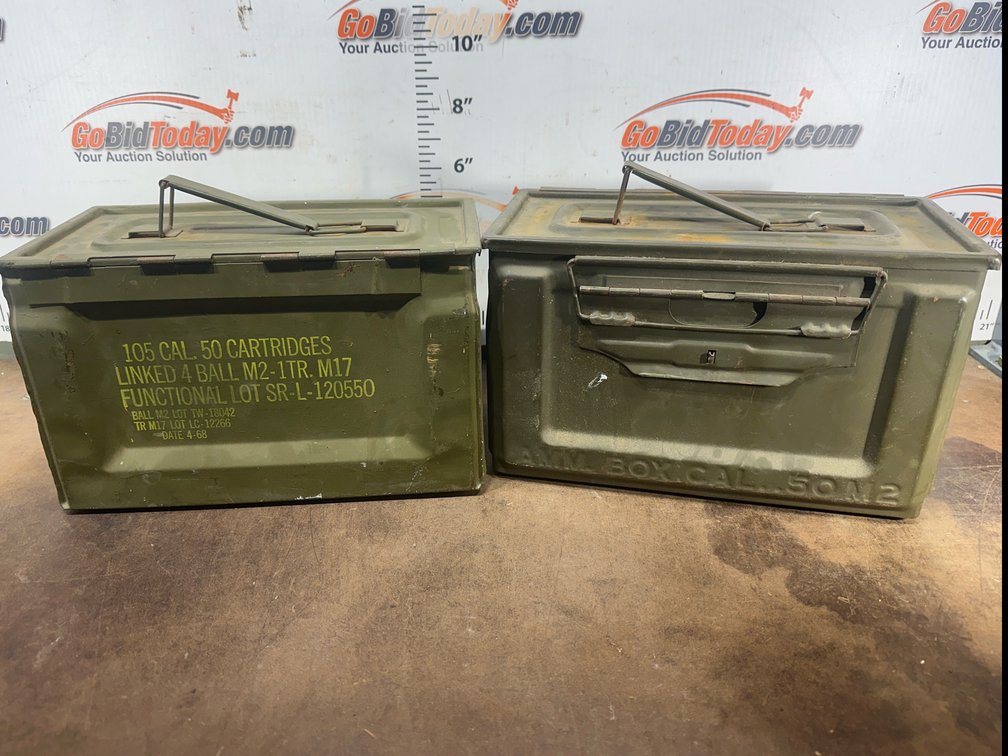 Two US Military .50 Caliber M2 Metal Ammunition Cans