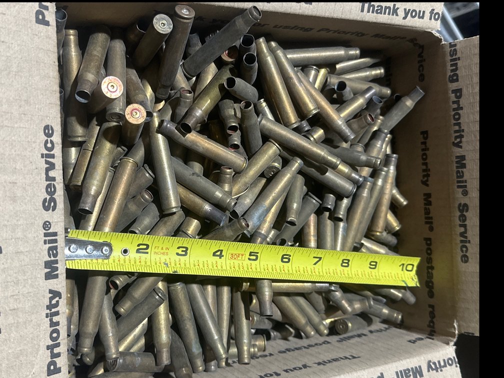 Box of  Bulk Spent Brass Rifle Cartridge Casings