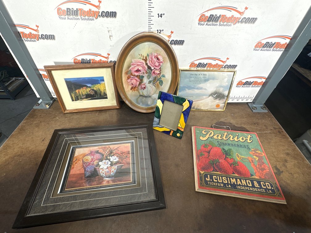 Framed Art Prints, Painting, Ceramic Frame, and Wooden Plaque
