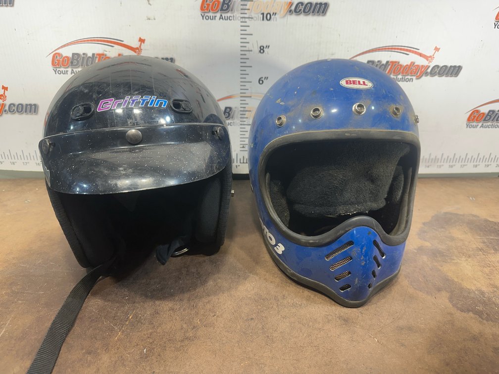 Vintage Full-Face Motorcycle Helmets, 2 Items